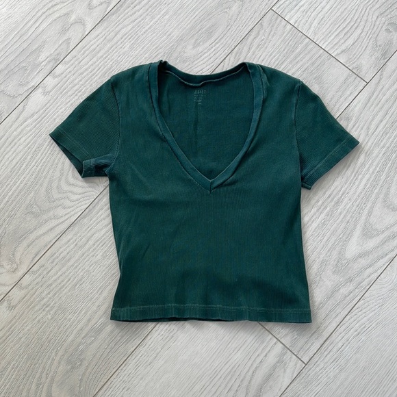 Brandy Melville Tops - John Galt / Brandy Melville Green V-Neck Short Sleeve Tee Size XS/S